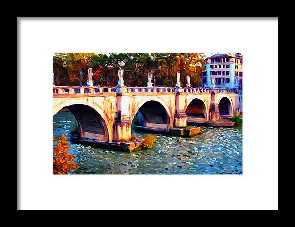 Bridge Framed Print featuring the painting Impressionist Bridge by Raheel Shakeel