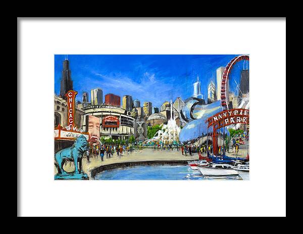Robert Framed Print featuring the painting Impressions of Chicago by Robert Reeves