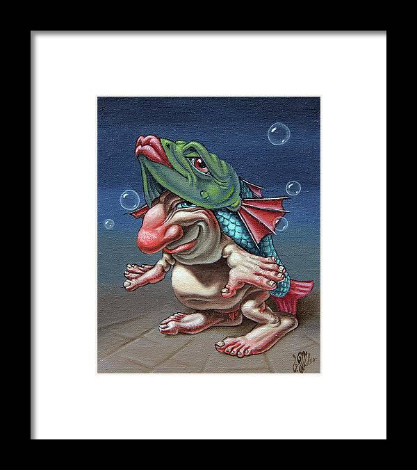 Painting Framed Print featuring the painting In a Fish Suit. by Victor Molev