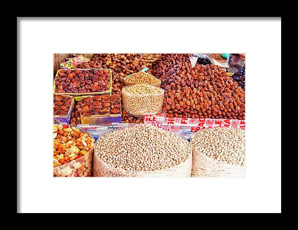 Africa Framed Print featuring the photograph In a market hall of the african harbor city Agadir in Morocco by Gina Koch