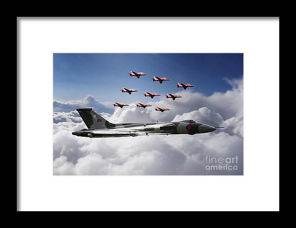 Avro Framed Print featuring the digital art In Formation With XH558 by Airpower Art