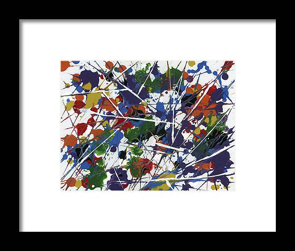 Abstract Framed Print featuring the painting In Glittering Rainbow Shards by Matthew Mezo