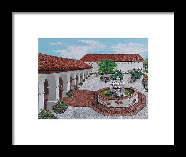 Mission Framed Print featuring the painting In its Day Mission San Miguel by Katherine Young-Beck