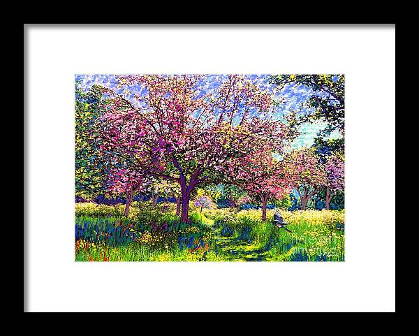 Floral Framed Print featuring the painting In Love with Spring, Blossom Trees by Jane Small