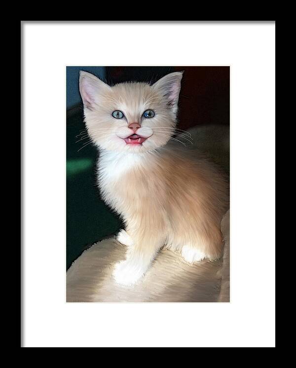 Cat Framed Print featuring the digital art In Memoriam Baby Gussy by Holly Ethan