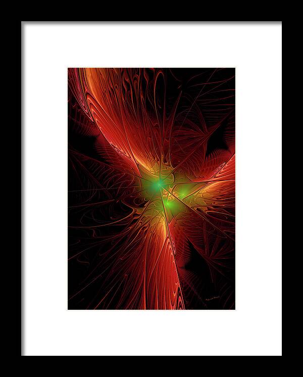 Fractal Framed Print featuring the digital art In Red 0020 by Deborah Benoit