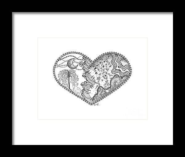 Broken Heart Framed Print featuring the drawing Repaired Heart by Ana V Ramirez
