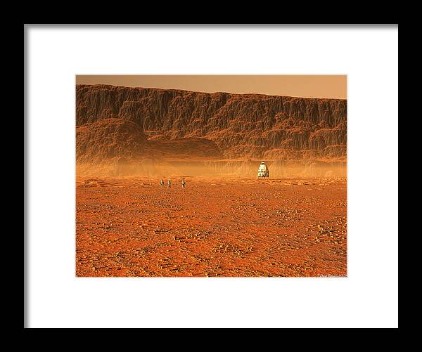 Mars Framed Print featuring the digital art In search of water by David Robinson
