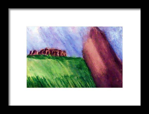Stonehenge Framed Print featuring the painting In the Distance by Shelley Bain
