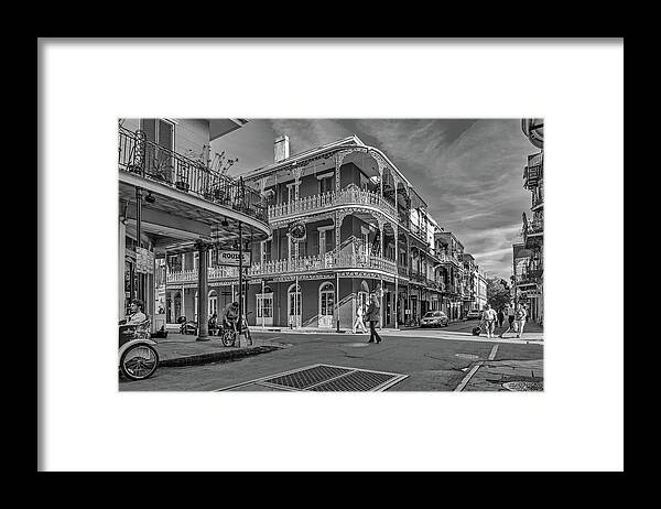 French Quarter Framed Print featuring the photograph In The French Quarter - 3 bw by Steve Harrington