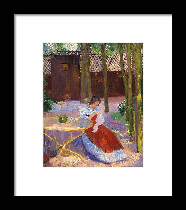 Hippolyte Petitjean (macon Framed Print featuring the painting In The Garden by MotionAge Designs