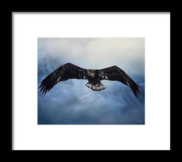 In The Middle Of Nowhere Framed Print featuring the painting In The Middle Of Nowhere - Eagle Art by Jordan Blackstone