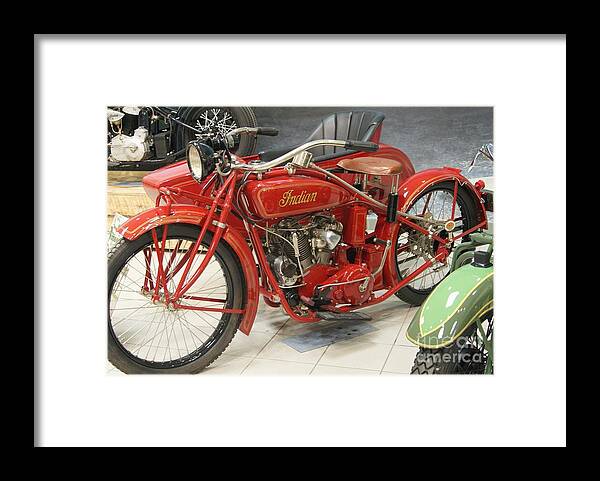 Indian Framed Print featuring the photograph Indian motorcycle with Side car  # by Rob Luzier