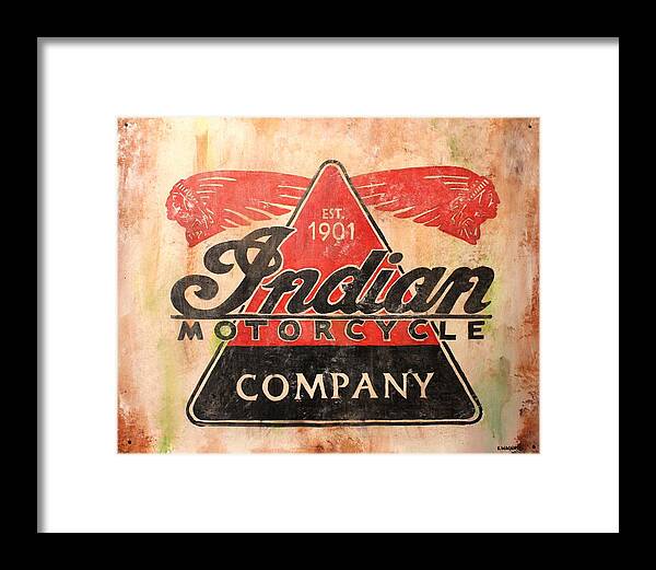 Signs Framed Print featuring the painting Indian Motorcycles Sign by Karl Wagner