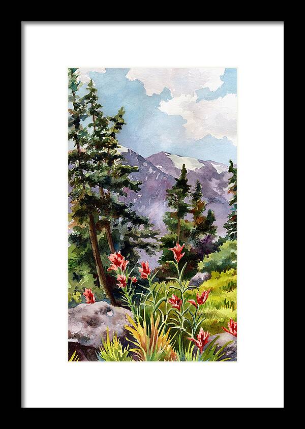 Colorado Art Framed Print featuring the painting Indian Paintbrush by Anne Gifford
