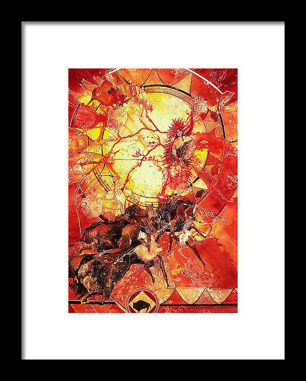 American Indian Framed Print featuring the painting Indian Spiritual Hunt by Connie Williams