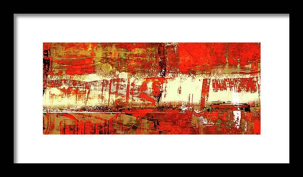 Red Framed Print featuring the painting Indian Summer - Red Contemporary Abstract by Modern Abstract