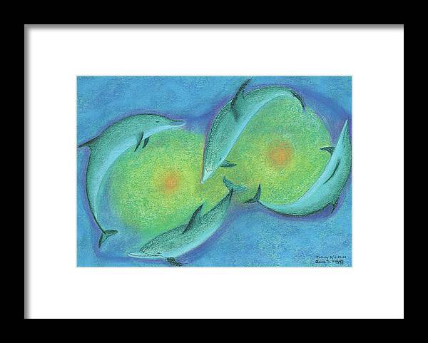 Dolphins Framed Print featuring the pastel Infinity 3 by Anne Katzeff