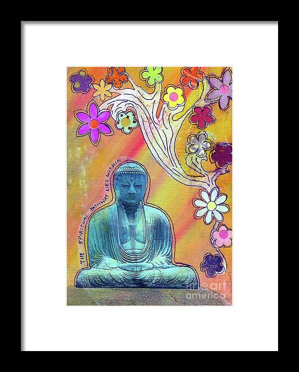 Budda Framed Print featuring the mixed media Inner Bliss by Desiree Paquette