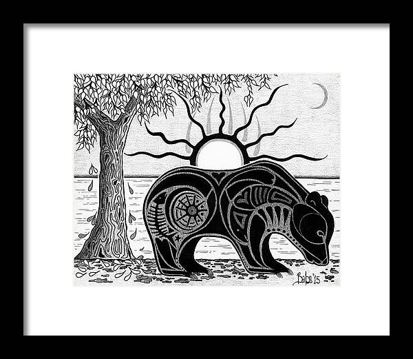 Bear Framed Print featuring the drawing Inner Rhythm by Barb Cote