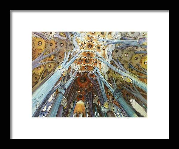 Inner Sagrada Familia Framed Print featuring the painting Inner Sagrada Familia II by Henrieta Maneva