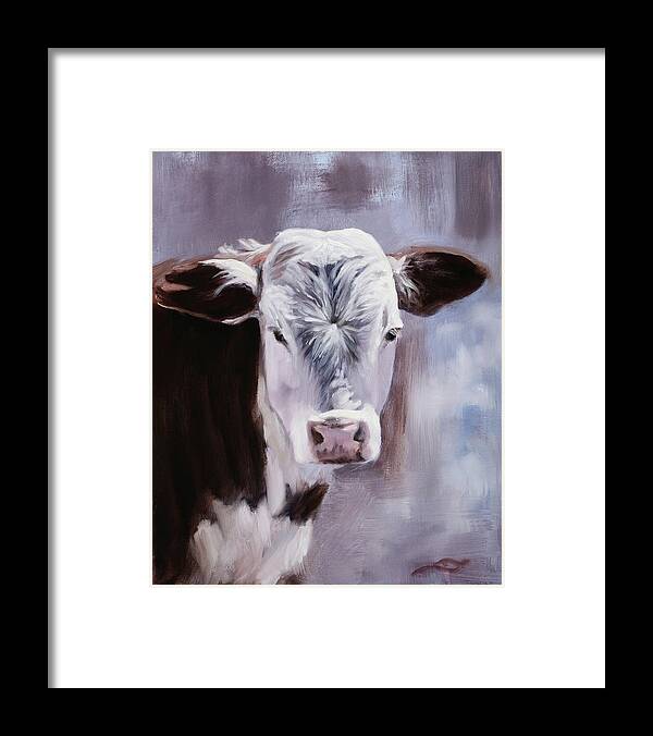 Young Cow Framed Print featuring the painting Innocence by Sandi Snead