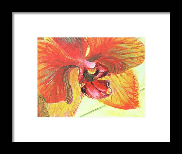 Orchid Framed Print featuring the painting Inside Orchid by Trina Teele