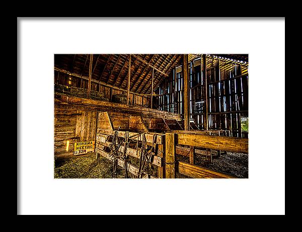 Jay Stockhaus Framed Print featuring the photograph Inside the Barn by Jay Stockhaus
