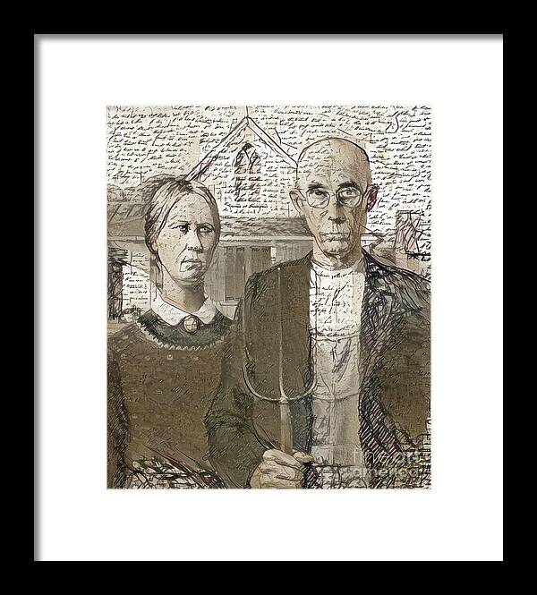 Wife Framed Print featuring the digital art Inspired by American Gothic by Amy Cicconi