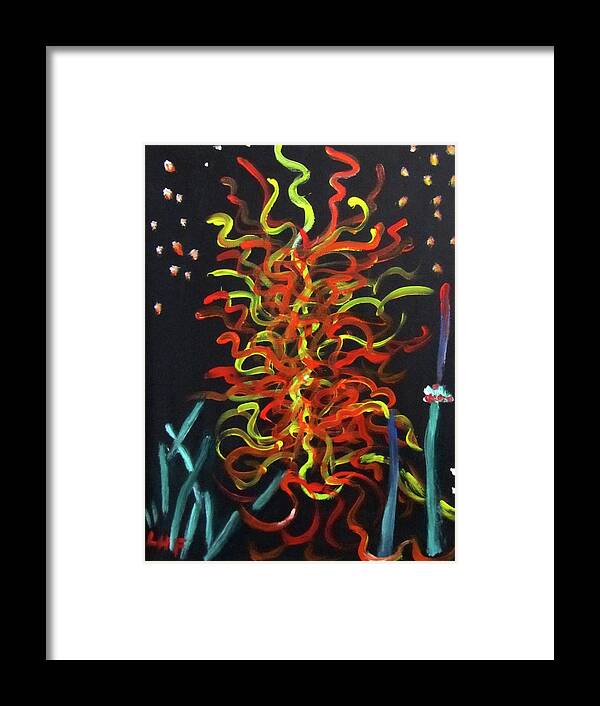 Abstract Framed Print featuring the painting Inspired by Chihuly by Linda Feinberg