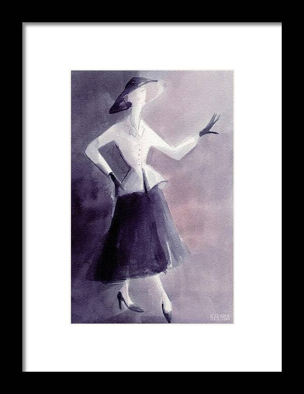 Fashion Framed Print featuring the painting Inspired by Christian Dior Fashion Illustration Art Print by Beverly Brown Prints