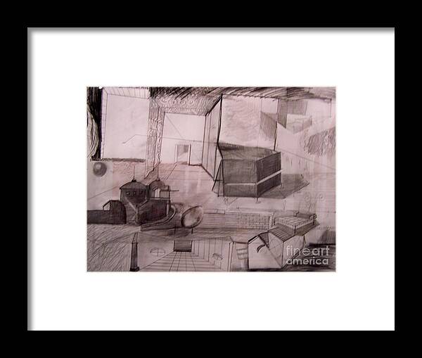 Space Framed Print featuring the drawing Interior Space by Geraldine Liquidano