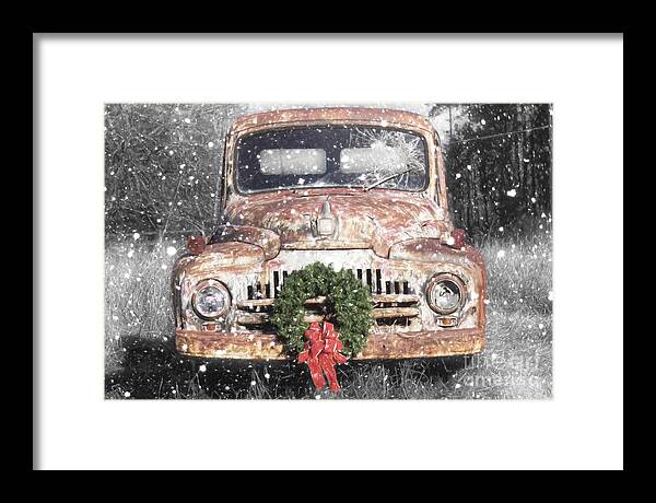 International Truck Framed Print featuring the photograph International Christmas Snow by Benanne Stiens