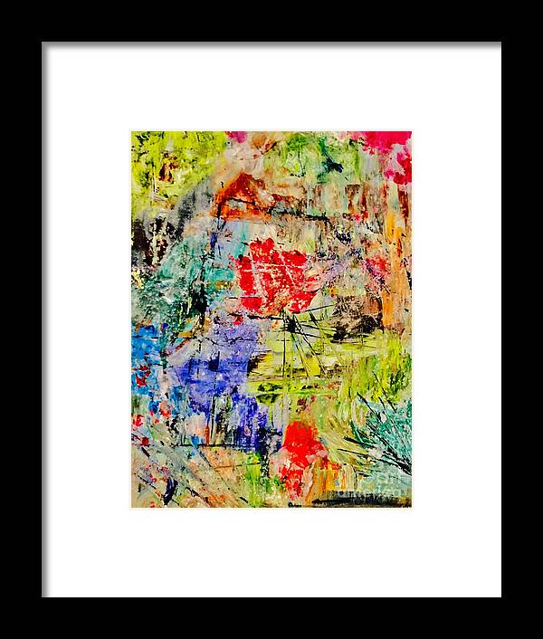 Abstract Framed Print featuring the painting Intersection by Elle Justine