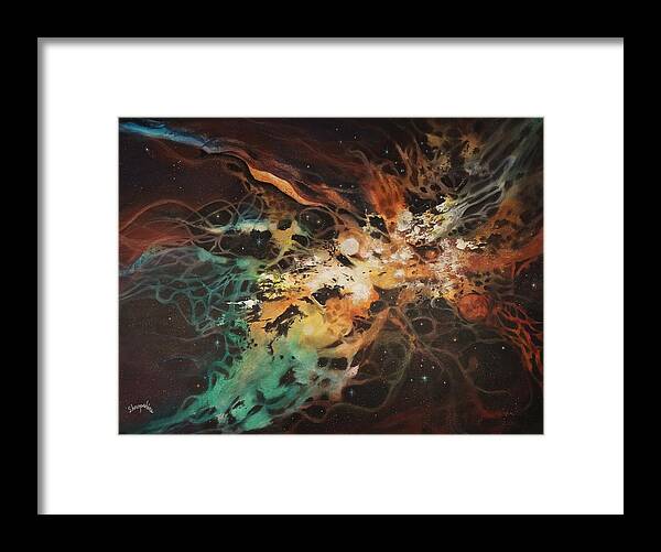 Interstellar Dna Framed Print featuring the painting Interstellar DNA by Tom Shropshire