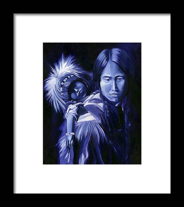 Native American Framed Print featuring the painting Inuit Mother and Child by Nancy Griswold