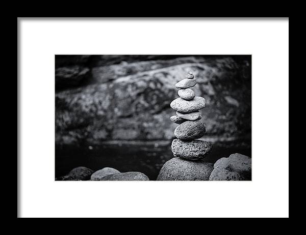Inuksuk Framed Print featuring the photograph Cairn - Black and White 1 by The Flying Photographer
