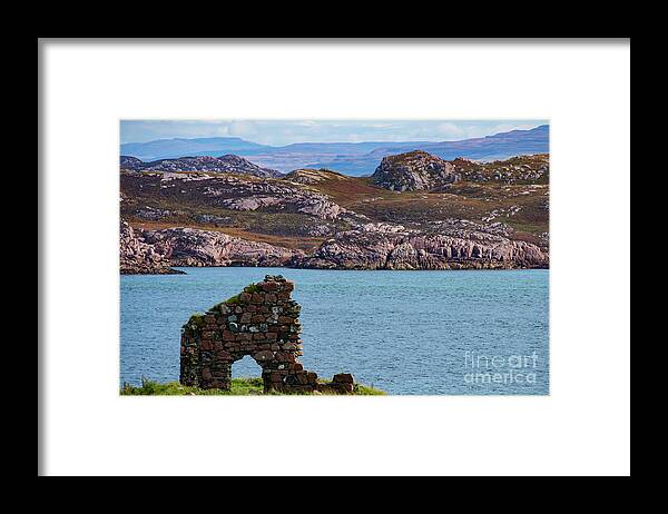Isle Of Iona Ruins Framed Print featuring the photograph Iona Ruins and Mull Hills by Bob Phillips