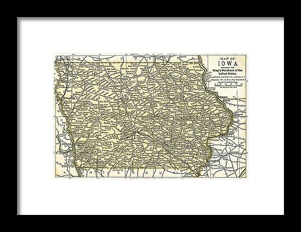 Map Framed Print featuring the photograph Iowa Antique Map 1891 by Phil Cardamone