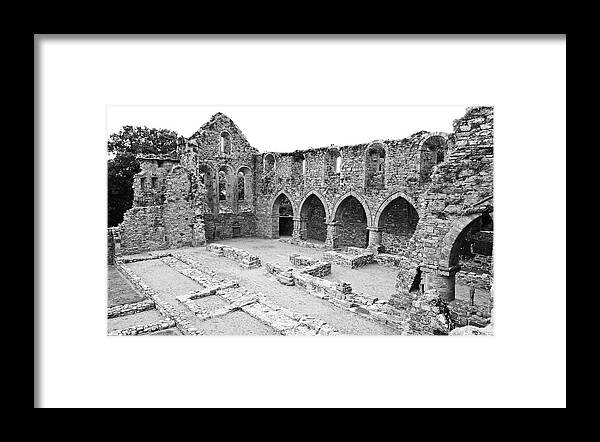 Jerpoint Framed Print featuring the photograph Ireland Jerpoint Abbey Irish Church Medieval Ruins County Kilkenny Black and White by Shawn O'Brien