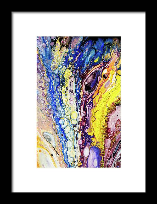 Jenny Rainbow Fine Art Photography Framed Print featuring the painting Iridescent Reality Fragment 2. Fluid Acrylic Painting by Jenny Rainbow