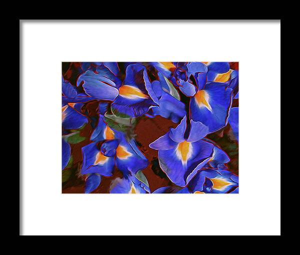 Flower Framed Print featuring the digital art Iris Abandon 15 by Lynda Lehmann