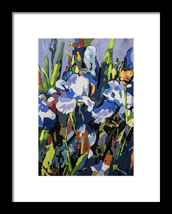 Iris Framed Print featuring the painting Iris, Late Afternoon by Rob Owen