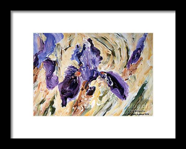 Florals Framed Print featuring the painting Irises by Laara WilliamSen