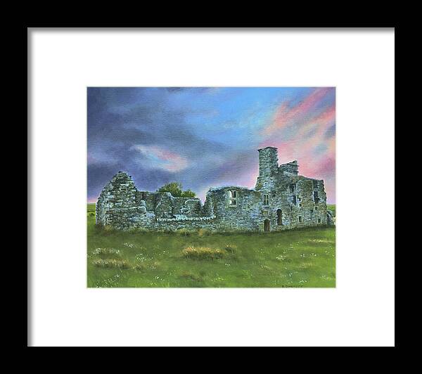 Castle Framed Print featuring the painting Irish Castle Ruins by Richard Ginnett