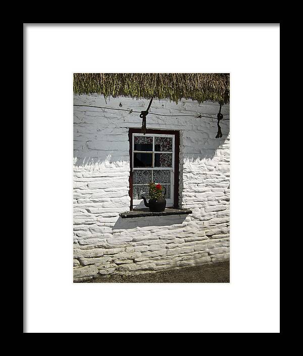 Irish Framed Print featuring the photograph Irish Kettle of Geraniums County Cork Ireland by Teresa Mucha