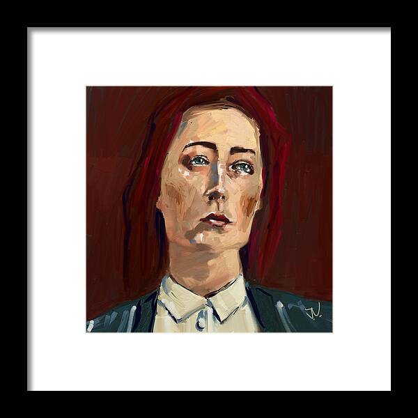 Portrait Framed Print featuring the digital art Irish Red by Jim Vance