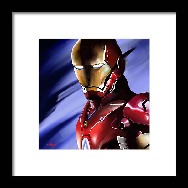 Ironman Framed Print featuring the digital art Iron Man's Glance. by Douglas Day Jones