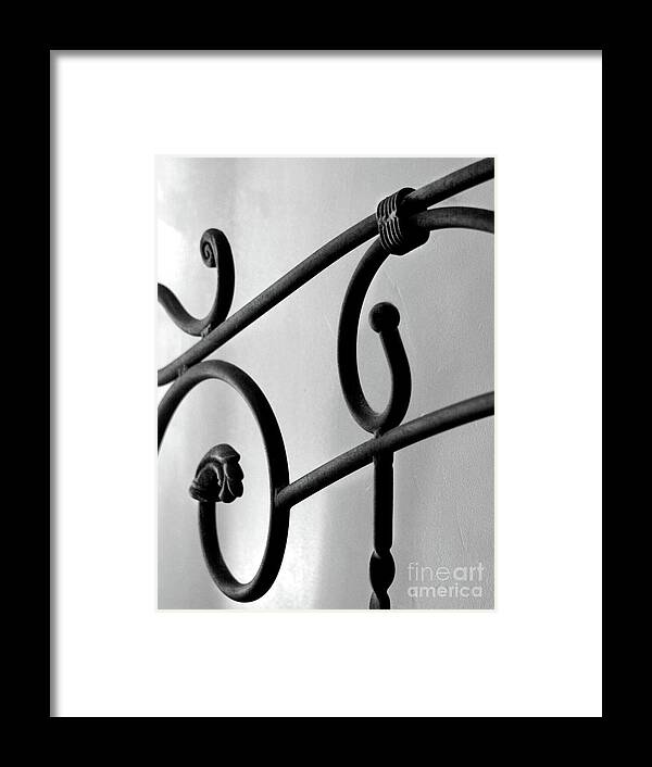 Black And White Framed Print featuring the digital art Iron Scroll by Dianne Morgado