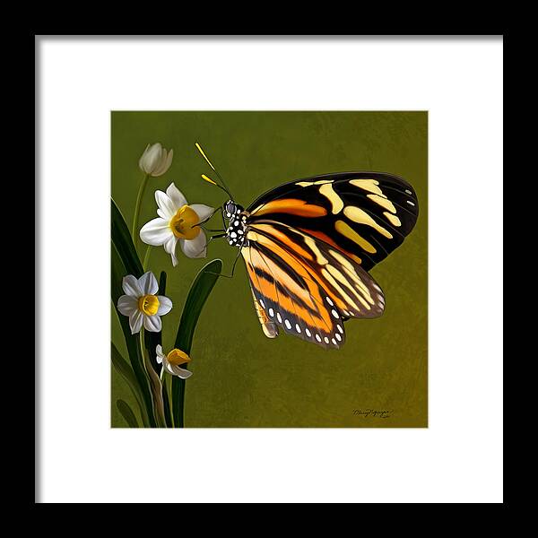  Framed Print featuring the digital art Isabella Tiger butterfly by Thanh Thuy Nguyen